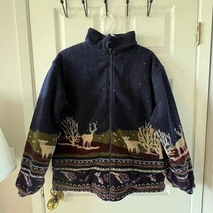 Vintage Reversible Northern Reflections Fleece Bomber Jacket